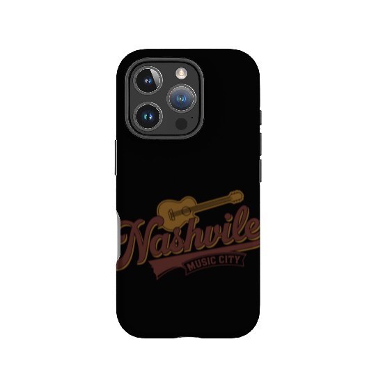 Nashville Music City Logo with Guitar Illustration IPhone Cases