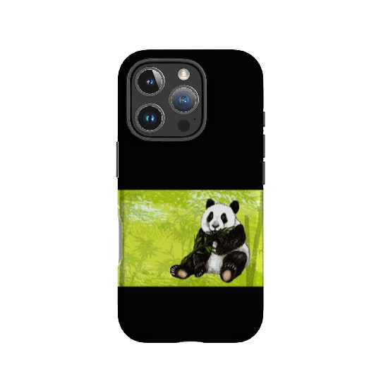 Cute panda bear with bamboo - design for kids IPhone Cases