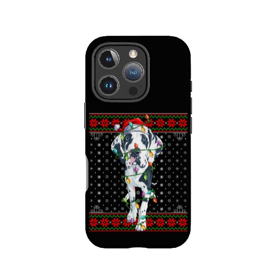 Great Dane Dog Ugly Christmas Lights IPhone Cases