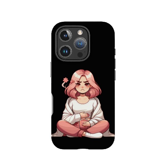 Cute Anime Girl with Mug and Flower IPhone Cases