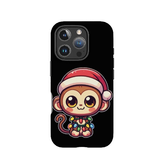 Christmas Hat Christmas Fairy Lights Monkey IPhone Cases