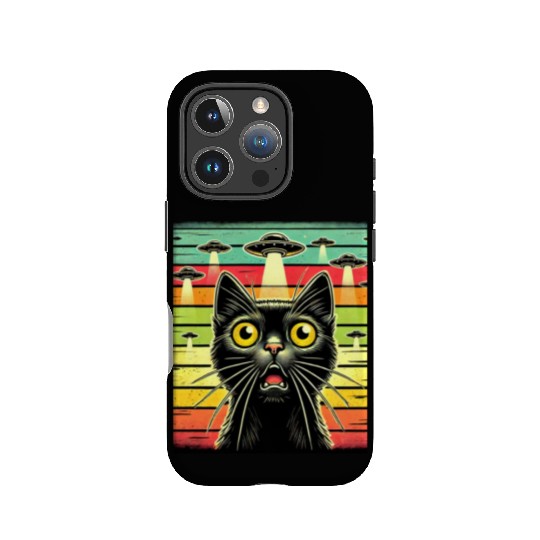 Fun Cat sunset Galaxy Cat Spaceship Alien Cat UFOs IPhone Cases