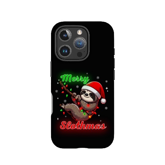 Merry Slothmas Sloth In Santa Hat Christmas IPhone Cases