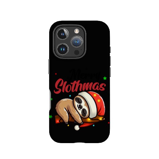 Merry Slothmas Sloth In Santa Hat Christmas IPhone Cases