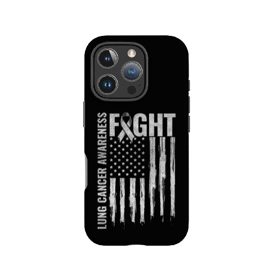Lung Cancer Awareness White Ribbon Fight USA Flag IPhone Cases