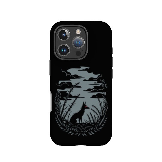 Dark Cottagecore Nighttime Wilderness with Wolf IPhone Cases