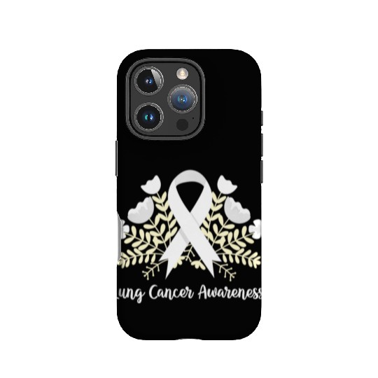 Lung Cancer Awarenss White Ribbon Floral IPhone Cases