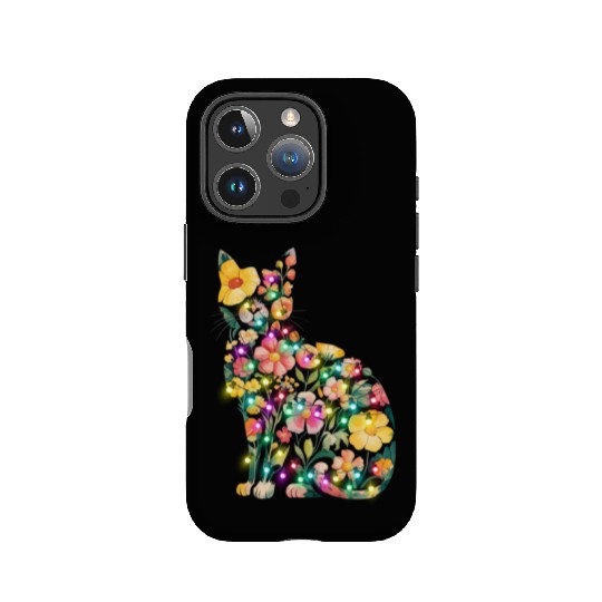 Floral Cat Silhouette nature santa christmas light IPhone Cases