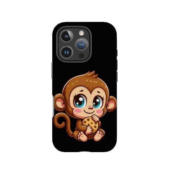 Cute Monkey Chimpanzee eating cookies cartoon IPhone Cases