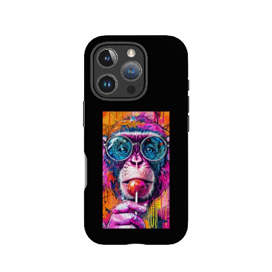 Digital Art Monkey With Lollipop Graffiti Elements IPhone Cases