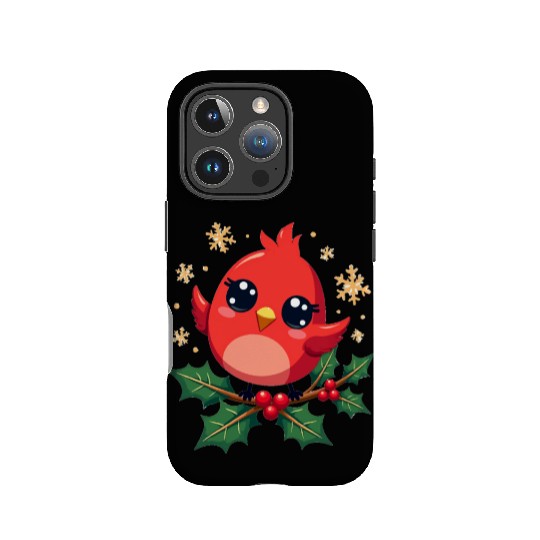 Elegant Christmas Cardinal on Holly Branch IPhone Cases