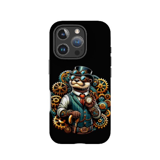 Steampunk Otter with Gears and Clock IPhone Cases