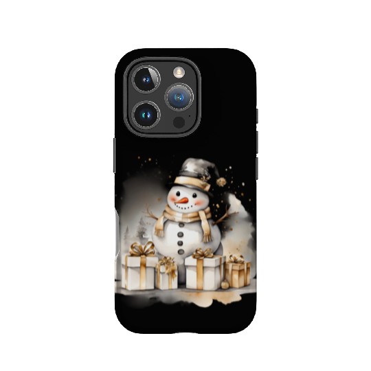 Black Gold Snowman, Merry Christmas IPhone Cases