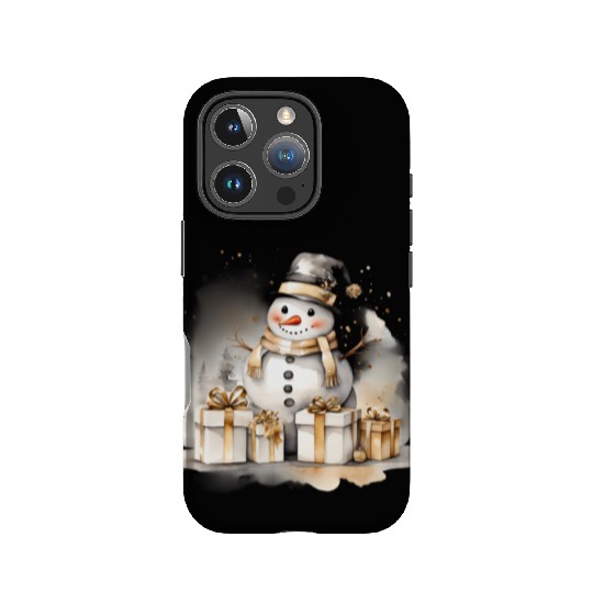 Black Gold Snowman, Merry Christmas IPhone Cases