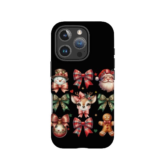 Christmas Coquette Bow Retro Christmas IPhone Cases