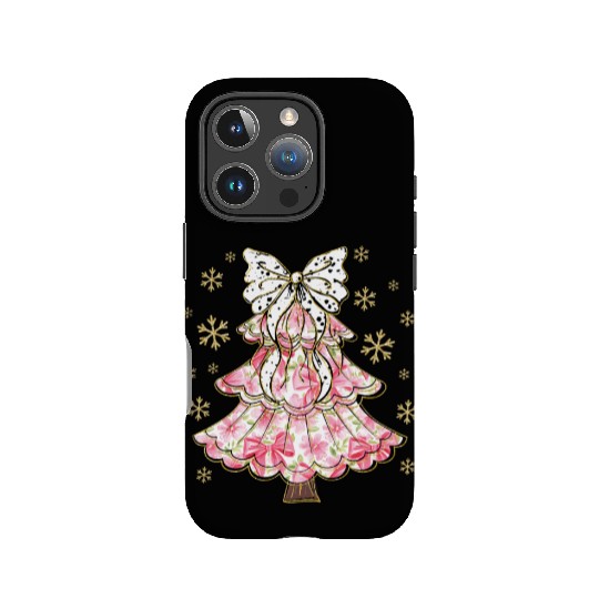 Preppy Pink Coquette Bow Xmas Tree IPhone Cases