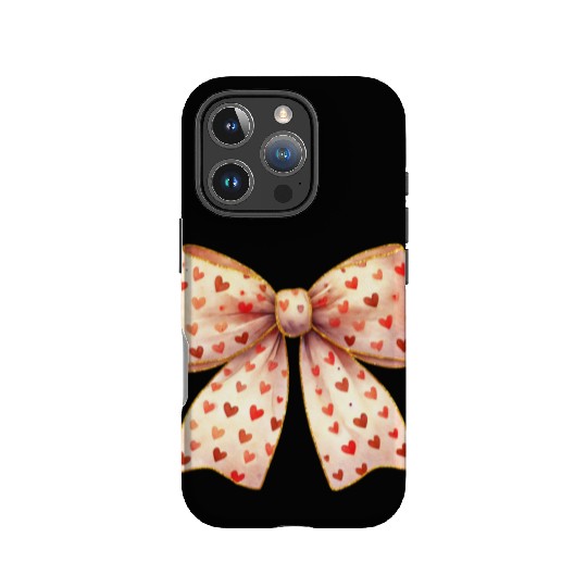 White Bow Heart, Retro Valentine IPhone Cases