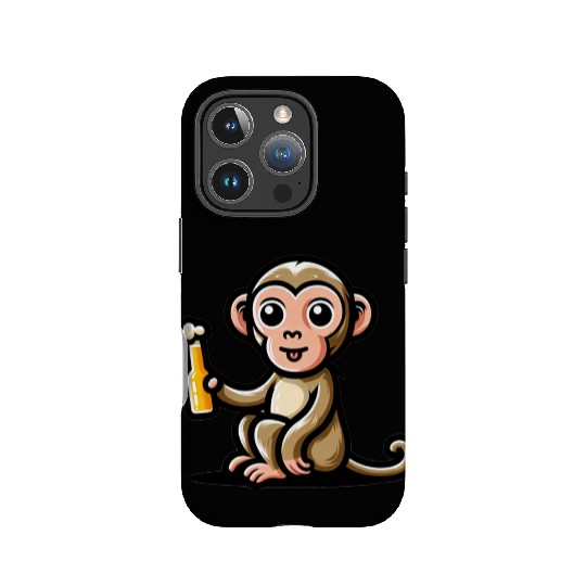 Cute Monkey Drinking Beer 3 IPhone Cases