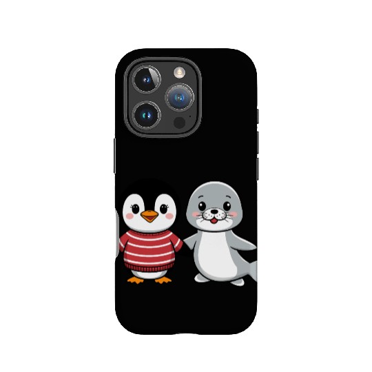 Penguin and Seal Friends holding hands IPhone Cases