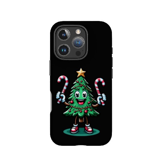 Happy Christmas Tree With Candy Canes Retro IPhone Cases