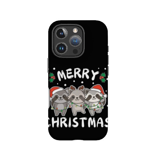 Merry Christmas Cute Raccoon Festive Lights IPhone Cases