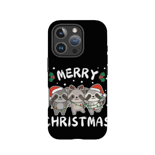 Merry Christmas Cute Raccoon Festive Lights IPhone Cases