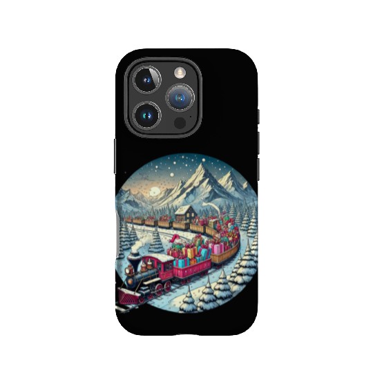 Christmas Train of Gifts through Snowy Peaks IPhone Cases