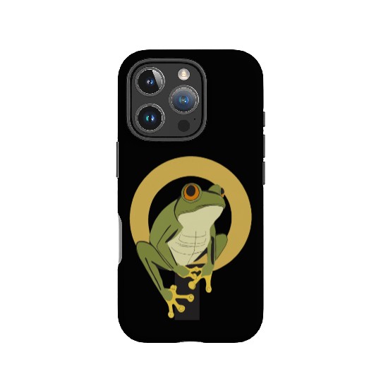 Elegant Green Frog with Gold Accents IPhone Cases