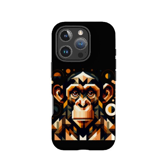 geometric abstract chimpanzee art design IPhone Cases