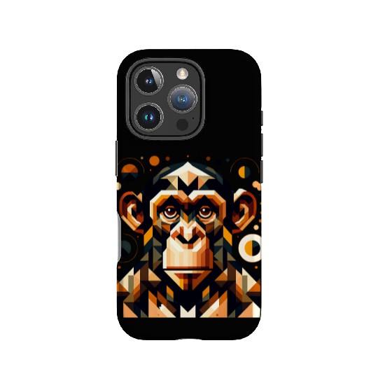 geometric abstract chimpanzee art design IPhone Cases