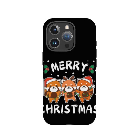 Merry Christmas Cute Red Panda Festive Lights Red IPhone Cases