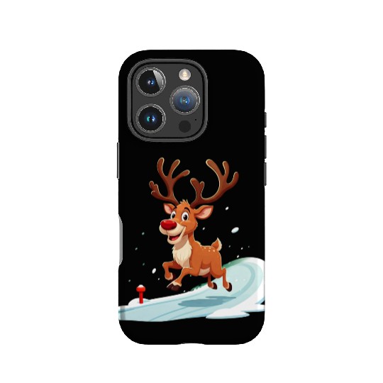 Joyful Reindeer Dashing to Santa's House IPhone Cases