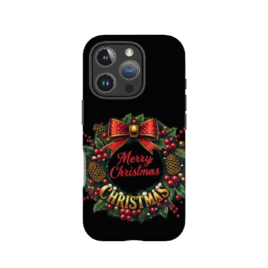 1950s Christmas Wreath - Vintage Holiday Cheer IPhone Cases