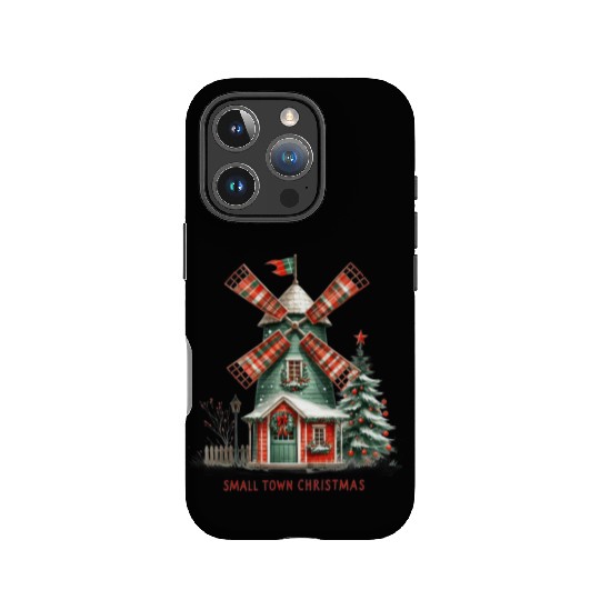 Small Town Christmas Plaid Windmill IPhone Cases