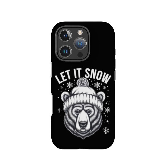 Let It Snow Bear IPhone Cases, Winter Bear Graphic IPhone Cases,