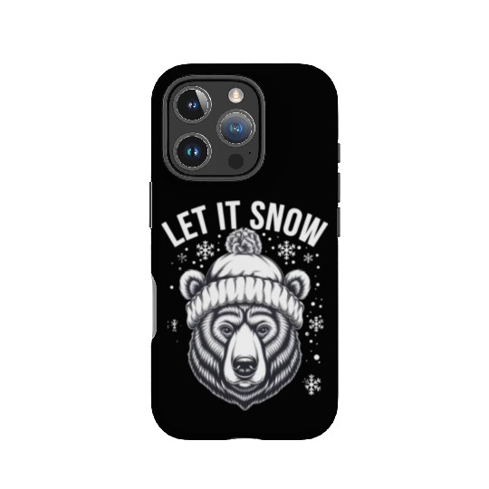 Let It Snow Bear IPhone Cases, Winter Bear Graphic IPhone Cases,