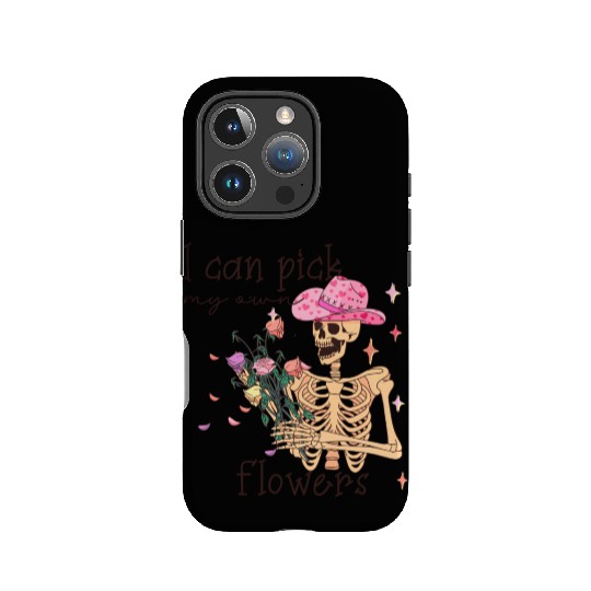 Funny Cowboy Skeleton with Flowers IPhone Cases