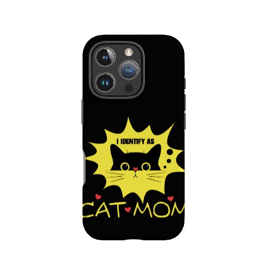 I identify as CAT MOM black cat novelty graphic IPhone Cases