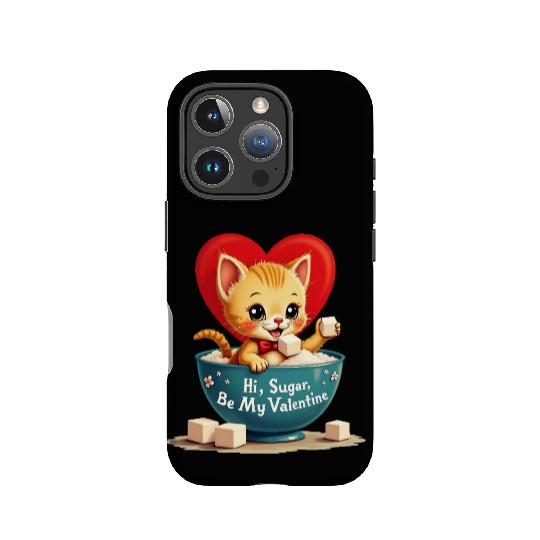 Hi Sugar Vintage Kitten Valentine s Day Card IPhone Cases