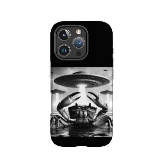 Crab Marine Funny Graphic Selfie with UFOs Weird A IPhone Cases