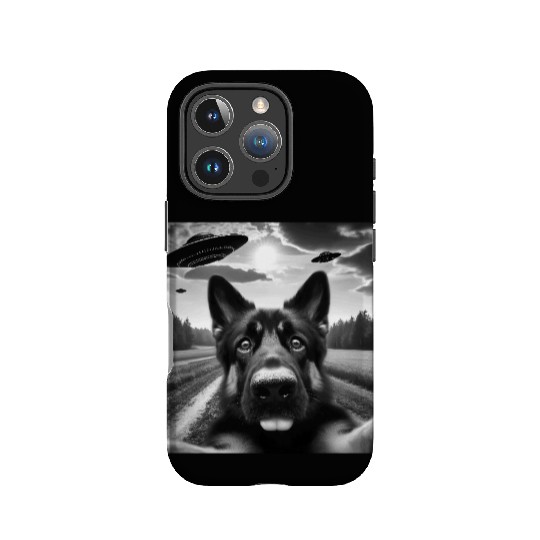 German2 Shepherd Funny GSP Selfie with UFOs Weird IPhone Cases