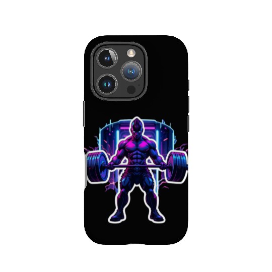 Cyberpunk Gym Warrior – Neon Powerlifting IPhone Cases