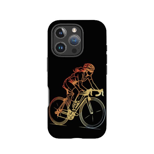 Retro Cycling Girl Line Art IPhone Cases