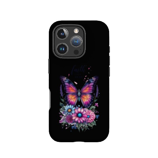 Butterfly with Flowers Art Faith Over Fear IPhone Cases