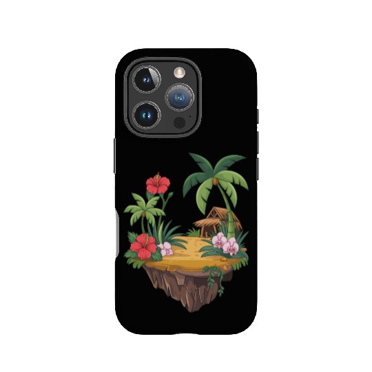 Tropical Island Hut Hibiscus and Orchids IPhone Cases