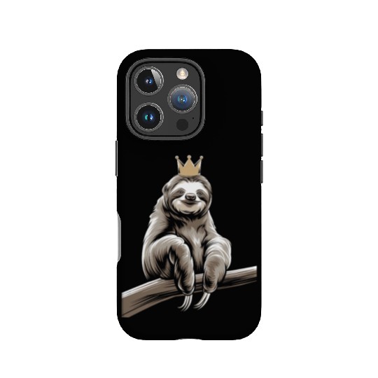 Royal Sloth King Relaxing on Branch IPhone Cases