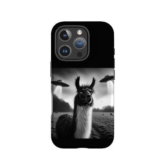 Llama alpaca Funny Graphic Selfie with UFOs Weird IPhone Cases