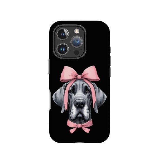 Coquette Bow Great Dane Dog Mom Pink Ribbon Cute IPhone Cases