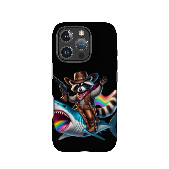 Funny Vintage Cowboy Raccoon Shark Rainbow Art IPhone Cases