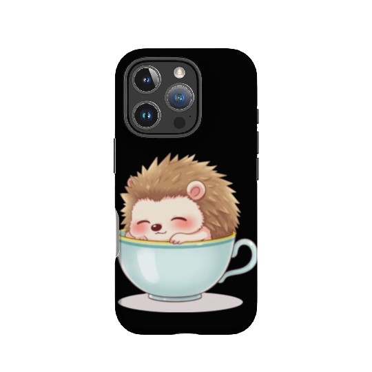 Cute hedgehog relaxing in a light blue cup IPhone Cases